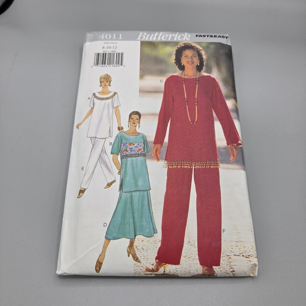 Butterick 4011 Sewing Pattern Misses Petite Top Skirt Pants Size 8-10-12 Uncut
